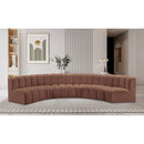 Meridian Arc Cognac Vegan Leather 6 pc Modular Sectional IMAGE 2