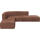 Meridian Arc Cognac Vegan Leather 6 pc Modular Sectional IMAGE 4