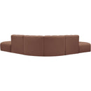 Meridian Arc Cognac Vegan Leather 6 pc Modular Sectional IMAGE 6