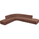 Meridian Arc Cognac Vegan Leather 7 pc Modular Sectional IMAGE 3