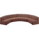 Meridian Arc Cognac Vegan Leather 7 pc Modular Sectional IMAGE 3