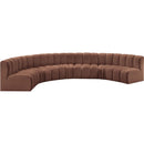 Meridian Arc Cognac Vegan Leather 7 pc Modular Sectional IMAGE 4