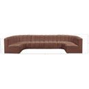 Meridian Arc Cognac Vegan Leather 8 pc Modular Sectional IMAGE 12