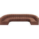 Meridian Arc Cognac Vegan Leather 8 pc Modular Sectional IMAGE 3