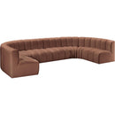 Meridian Arc Cognac Vegan Leather 8 pc Modular Sectional IMAGE 5