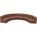 Meridian Arc Cognac Vegan Leather 8 pc Modular Sectional IMAGE 3