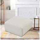 Meridian Arc Cream Vegan Leather Ottoman IMAGE 2