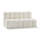 Meridian Arc Cream Vegan Leather 2 pc Modular Sectional IMAGE 1