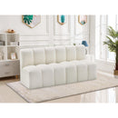  Manufacturer Color_Cream -- Arc 60" Cream Vegan Leather Upholstered 2 pc Modular Sectional IMAGE 2