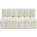 Meridian Arc Cream Vegan Leather 2 pc Modular Sectional IMAGE 4