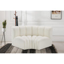  Manufacturer Color_Cream -- Arc 60" Cream Vegan Leather Upholstered 2 pc Modular Sectional IMAGE 2