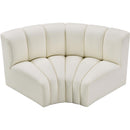  Manufacturer Color_Cream -- Arc 60" Cream Vegan Leather Upholstered 2 pc Modular Sectional IMAGE 3