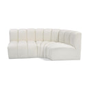 Meridian Arc Cream Vegan Leather 3 pc Modular Sectional IMAGE 1