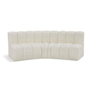 Meridian Arc Cream Vegan Leather 3 pc Modular Sectional IMAGE 1