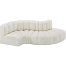 Meridian Arc Cream Vegan Leather 4 pc Modular Sectional IMAGE 3