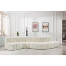  Manufacturer Color_Cream -- Arc 145" Cream Vegan Leather Upholstered 6 pc Modular Sectional IMAGE 2