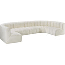  Manufacturer Color_Cream -- Arc 150" Cream Vegan Leather Upholstered 8 pc Modular Sectional IMAGE 5