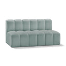 Meridian Arc Mint Green Vegan Leather 2 pc Modular Sectional IMAGE 1