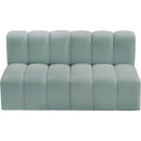 Meridian Arc Mint Green Vegan Leather 2 pc Modular Sectional IMAGE 4
