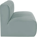 Meridian Arc Mint Green Vegan Leather 2 pc Modular Sectional IMAGE 5