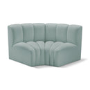Meridian Arc Mint Green Vegan Leather 2 pc Modular Sectional IMAGE 1