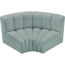 Meridian Arc Mint Green Vegan Leather 2 pc Modular Sectional IMAGE 3