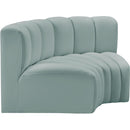  Manufacturer Color_Mint -- Arc 60" Mint Vegan Leather Upholstered 2 pc Modular Sectional IMAGE 4