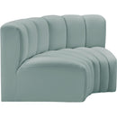 Meridian Arc Mint Green Vegan Leather 2 pc Modular Sectional IMAGE 4