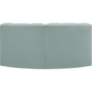 Meridian Arc Mint Green Vegan Leather 2 pc Modular Sectional IMAGE 5