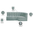  Manufacturer Color_Mint -- Arc 84" Mint Vegan Leather Upholstered 3 pc Modular Sectional IMAGE 12