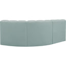 Meridian Arc Mint Green Vegan Leather 3 pc Modular Sectional IMAGE 6