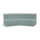 Meridian Arc Mint Green Vegan Leather 3 pc Modular Sectional IMAGE 1
