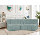  Manufacturer Color_Mint -- Arc 86" Mint Vegan Leather Upholstered 3 pc Modular Sectional IMAGE 2