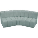  Manufacturer Color_Mint -- Arc 86" Mint Vegan Leather Upholstered 3 pc Modular Sectional IMAGE 3