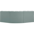 Meridian Arc Mint Green Vegan Leather 3 pc Modular Sectional IMAGE 6