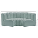 Meridian Arc Mint Green Vegan Leather 3 pc Modular Sectional IMAGE 11