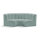 Meridian Arc Mint Green Vegan Leather 3 pc Modular Sectional IMAGE 1