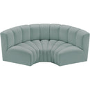 Meridian Arc Mint Green Vegan Leather 3 pc Modular Sectional IMAGE 3