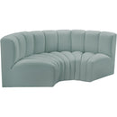  Manufacturer Color_Mint -- Arc 80" Mint Vegan Leather Upholstered 3 pc Modular Sectional IMAGE 4