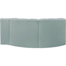 Meridian Arc Mint Green Vegan Leather 3 pc Modular Sectional IMAGE 6