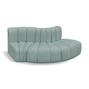Meridian Arc Mint Green Vegan Leather 3 pc Modular Sectional IMAGE 1