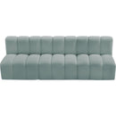 Meridian Arc Mint Green Vegan Leather 3 pc Modular Sectional IMAGE 4