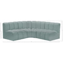 Meridian Arc Mint Green Vegan Leather 4 pc Modular Sectional IMAGE 11