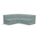 Meridian Arc Mint Green Vegan Leather 4 pc Modular Sectional IMAGE 1