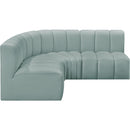 Meridian Arc Mint Green Vegan Leather 4 pc Modular Sectional IMAGE 5