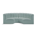 Meridian Arc Mint Green Vegan Leather 4 pc Modular Sectional IMAGE 1
