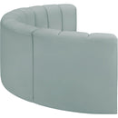 Meridian Arc Mint Green Vegan Leather 4 pc Modular Sectional IMAGE 5