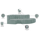 Meridian Arc Mint Green Vegan Leather 4 pc Modular Sectional IMAGE 11