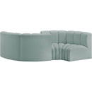  Manufacturer Color_Mint -- Arc 102" Mint Vegan Leather Upholstered 4 pc Modular Sectional IMAGE 3