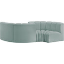 Meridian Arc Mint Green Vegan Leather 4 pc Modular Sectional IMAGE 3
